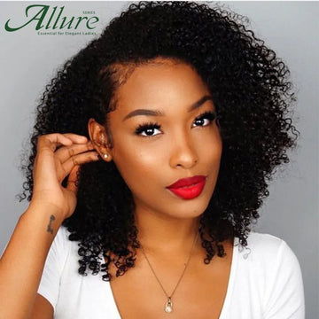 Short Black Afro Kinky Curly Human Hair Wigs For Women Curly Bob Wear to Go Glueless Wigs Brown Hair Wigs With Highlights Allure