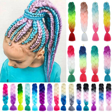 AZQUEEN 24" Synthetic Braiding Hair Ombre Braiding Hair Packs Jumbo Braid Hair For Women Wholesale DIY Hairstyle Blue Grey