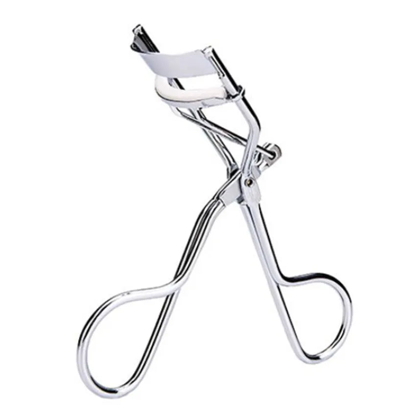 1PC Silver White Eyelash Curler Clip Stainless Steel Eyelash Extension Eye Curling Cosmetic With Silicone Strip Makeup Tools