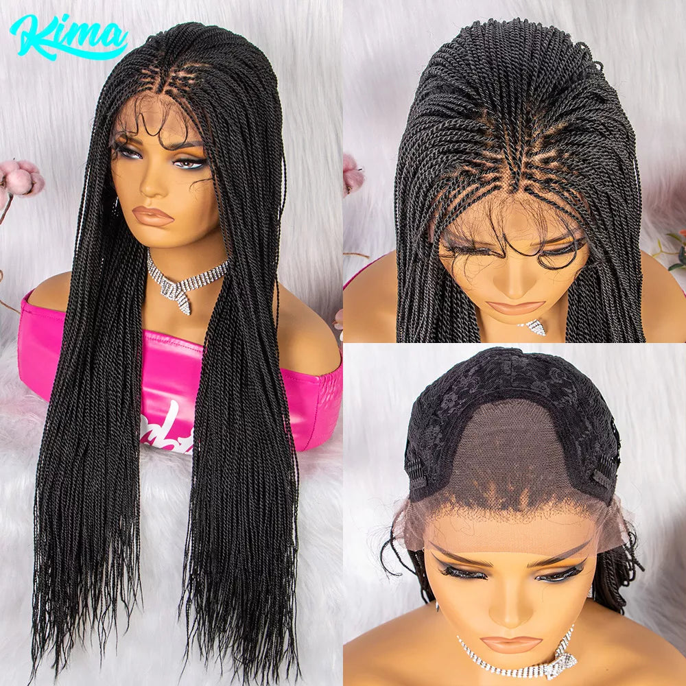 Twist Braided Wigs Knotless Synthetic Lace Front Wigs 30'' Long Straight Hair Wig for Black Women Braided Wigs Heat Resistant