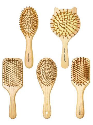 Eco Bamboo Hair Brush Nature Wooden Anti-Static Detangle Brush Hair Scalp Massage Comb Air Cushion Styling Tools for Women Men