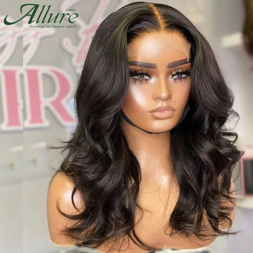 Body Wave Lace Front Human Hair Wigs Transparent Lace Wavy Wigs Pre Plucked T Part Lace Wig Brazilian Body Wave Lace Wig Allure