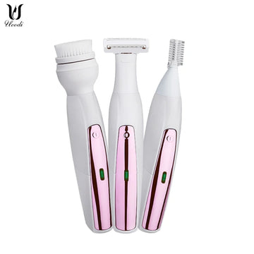 3 in 1 Electric Epilator Waterproof Lady Shaver Bikini Hair Trimmer Depilador Face Cleanser Massager Tool Hair Removal