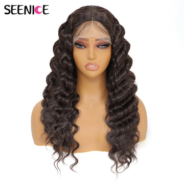 Deep Wave Lace Front Wig Synthetic 13X4X1 Afro Curly Wigs Glueless For Women Copper Red Pre Plucked with Baby Hair 20” Lace Wigs