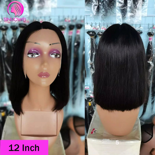 Straight Bob Wig T Part Wigs Brazilian 100% Human Hair Lace Part Wigs For Women Cheap Lace Closure Front Hair Wig Natural Color