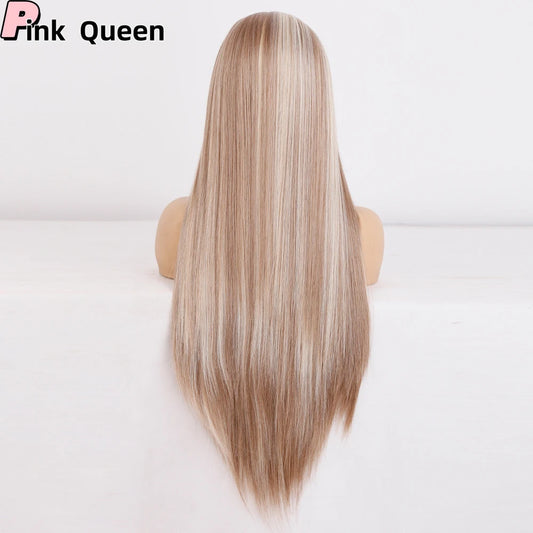 13*2.5 Synthetic Lace Front Wigs For Women Super Long 26Inch Blonde Highlight Ginger Straight Lace Wigs Cosplay party Wigs