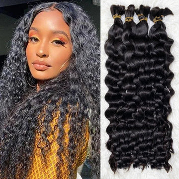 Deep Wave Human Bulk Hair For Braiding No Weft Human Hair Bundles 1B# Natural Black Bulk Hair Extensions For Women 18-30inches