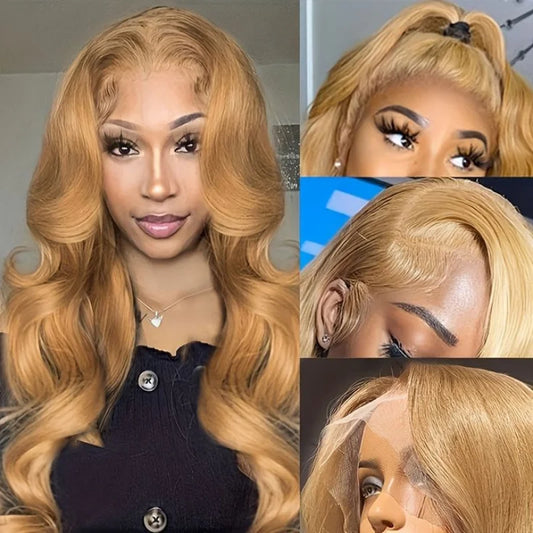 Honey Blonde Lace Wigs For Women Synthetic Lace Front Wigs Omber Blonde Lace Frontal Wig Pre Plucked Hairline With Baby Hair
