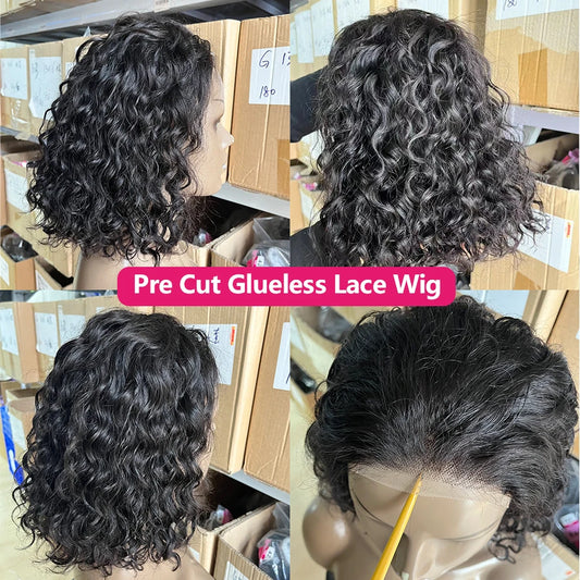 Water Wave Wear And Go Glueless Human Hair Wig Ready To Wear 4x4 Pre Cut Pre Plucked Lace Closure Wigs for Women 10-16 inch Remy