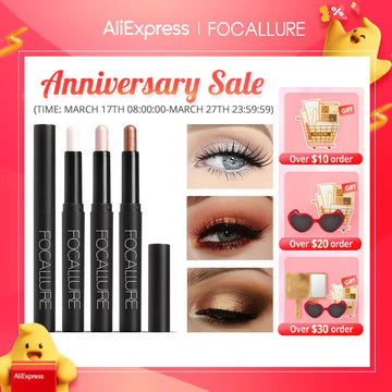 FOCALLURE 24 Colors Pearlescent Eyeshadow Pencil Waterproof Glitter Shimmer Pigment Eye Shadow Liner Stick Eyeliner Makeup Tools
