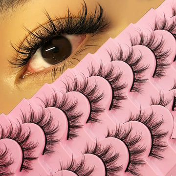 10 Pairs False Eyelashes Cat Eyes Super Fluffy False Mink Eyelashes Dramatic Long Thick Eyelashes Makeup Tools Eyelash Extensi