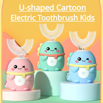 Smart 360 Degress U Sonic Electric Toothbrush Kids Silicone Automatic Kids Toothbrush U Shape Blue Light Children Teeth Brush