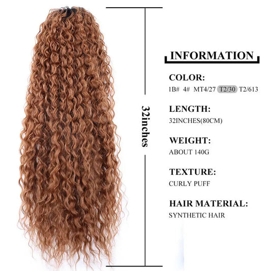 Long Drawstring Ponytail Extensions Synthetic Kinky Curly Ponytails Clip In Soft 32Inch Straight Ombre Afro Curls Fake Hair