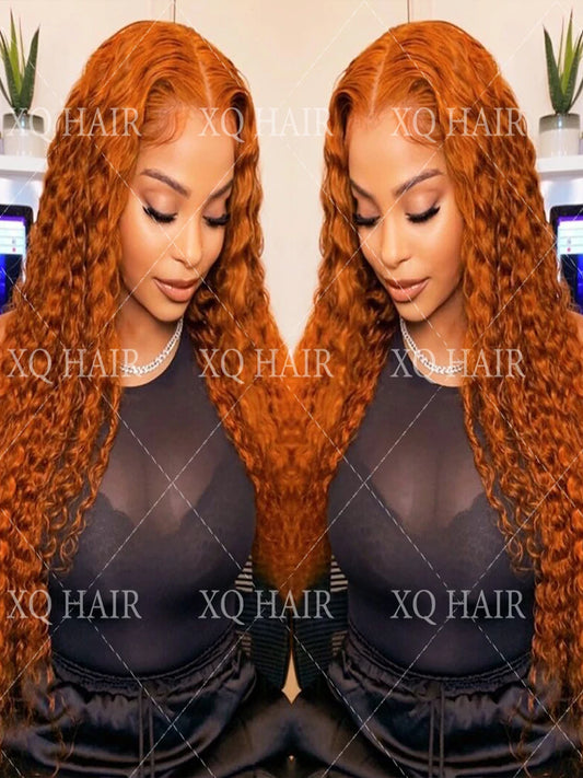 14-30 Inch Ginger Orange Curly Lace Front Wigs Deep Curly Human Hair Wigs 13x4 13x6 HD Transparent Deep Wave Lace Frontal Wig