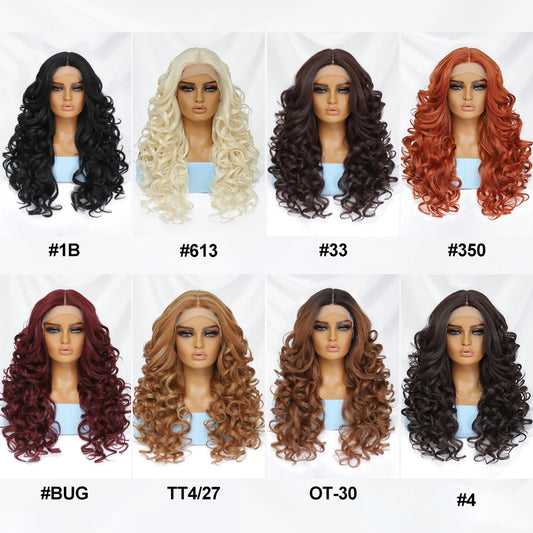 Black Brown Curly Wig Synthetic Lace Front Wigs For Women Glueless Blonde Orange Female Lace Wig 13X4X1 Cosplay Hair Daily Use