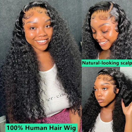 250 Density Deep Wave Hd 13x6 Lace Front Human Hair Wig 13x4 Lace Frontal Curly Human Hair Wigs For Black Women