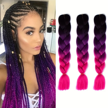 3 Pcs Jumbo Braid Crochet Braids Hair Extension 3 Tones Ombre Jumbo Braiding Braiding Hair Synthetic Fiber Hair For Braiding