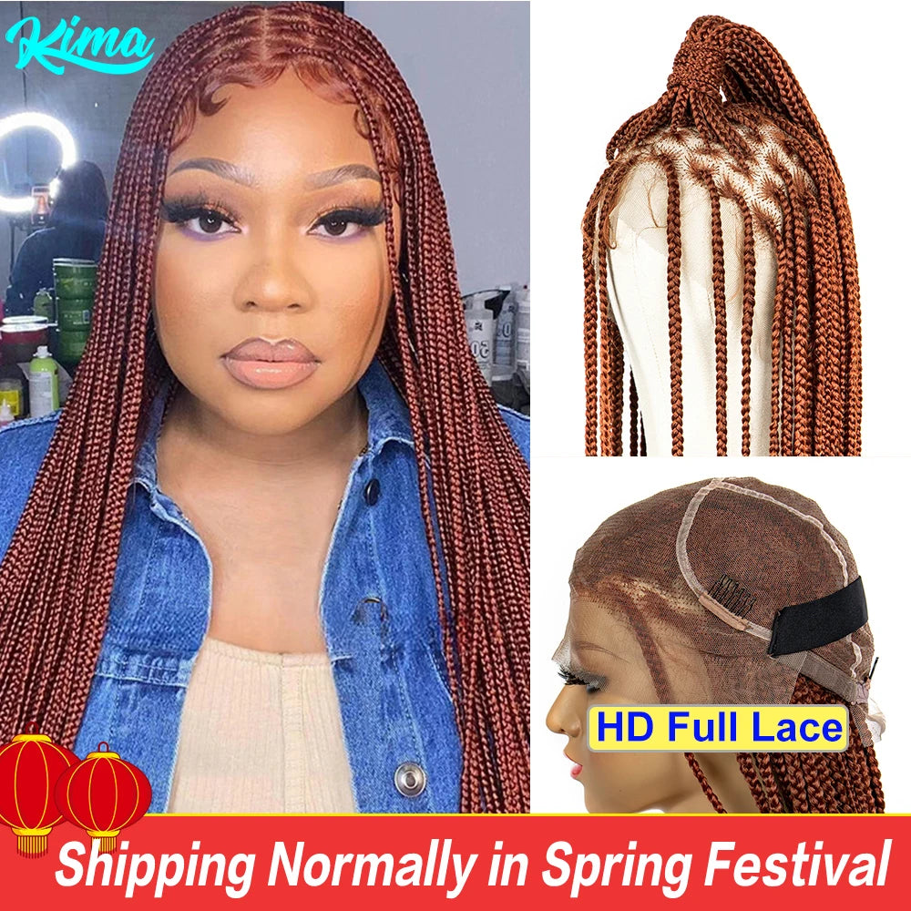 Synthetic Transparent HD Full Lace Braided Wigs For Black Women Crochet Braid Braiding Hair Knotless Box Cornrow Braids Wigs