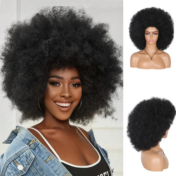 Afro Curly Wigs for Black Women Glueless Wear and Soft Black Afro Wigs Large Bouncy and Soft Natural Looking Full Wigs