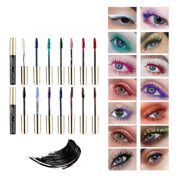 Color Mascara 14 Thick Curl Waterproof Non-smudding Natural Long Lasting Blue White Green Pink Black Eye Makeup