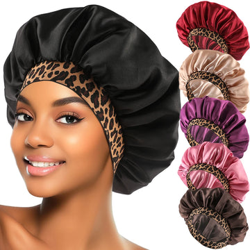 Elastic Band Satin Bonnet Cap For Night Sleeping Cap Bath Cap Large Satin Silky Bonnet Sleep with Premium Elastic Band