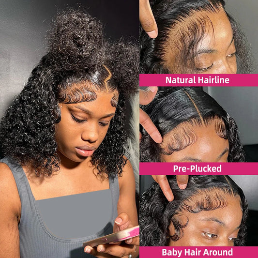 Luvkiss Deep Wave Curly Bob 13x6 HD Lace Front Wig Human Hair 13x4 Lace Front For Black Women 5X5 Glueless Lace Closure Wigs