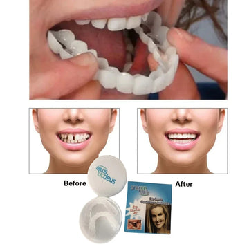 Upper Lower Temporary Comfort Fit Fake Teeth Cosmetic Denture Smile Veneers False Teeth Brace Cover With Gutta Percha Glue Gel