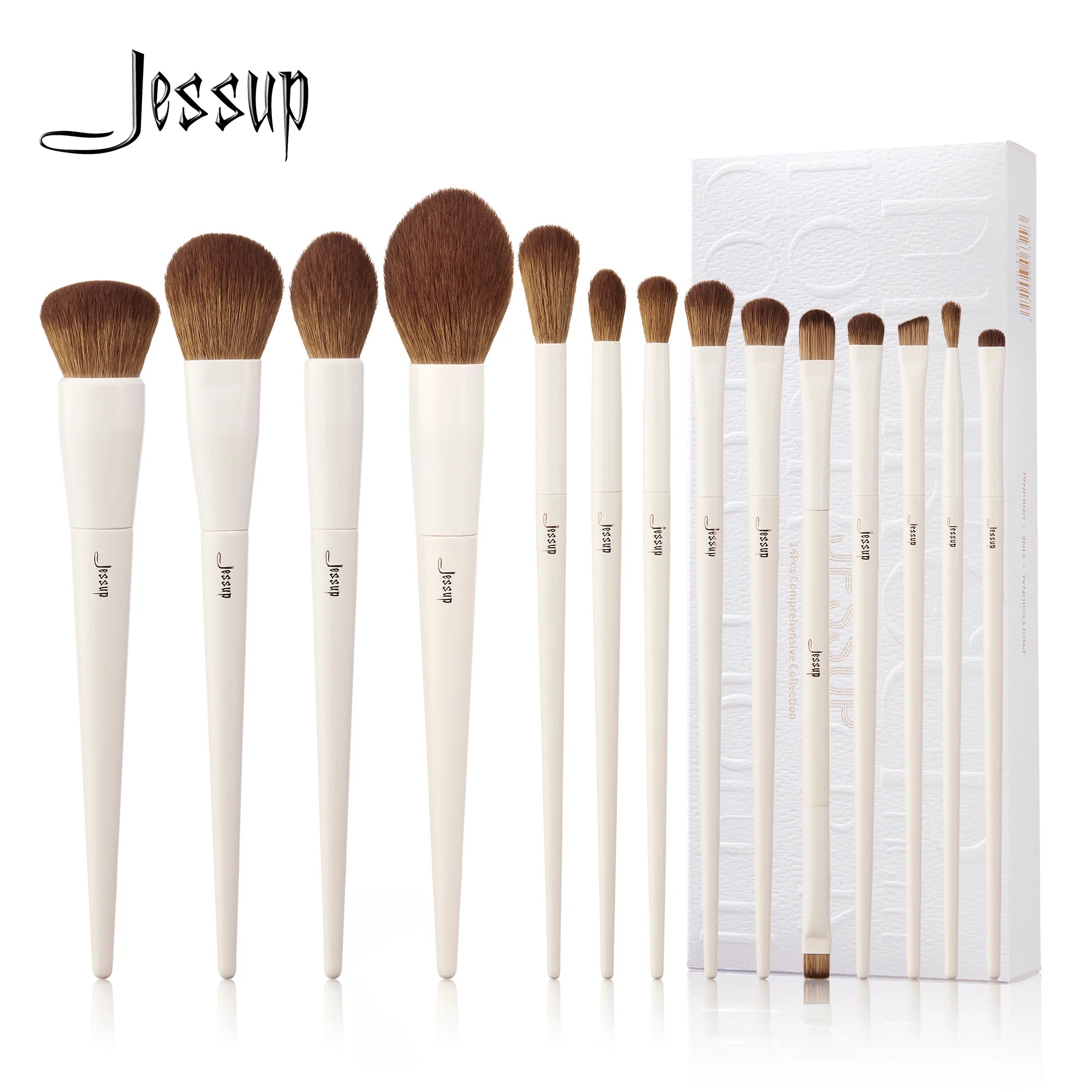 Jessup Makeup Brushes 14pc Makeup Brush set Synthetic Foundation Brush Powder Contour Eyeshadow Liner Blending Highlight T329