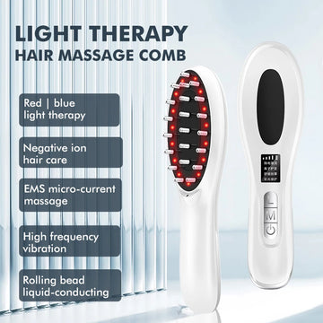 Blue Red Light Therapy Hair Growth Head Massage Comb Anti Hair Loss Negative ion Nourish EMS Vibration Scalp Massager Brush