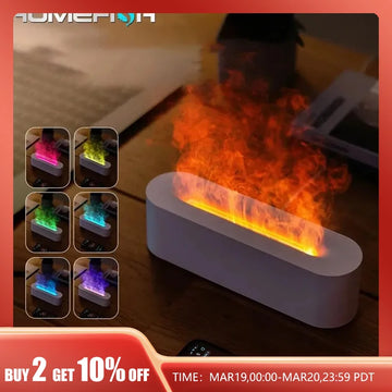 Newest RGB Flame Aroma Diffuser Humidifier USB Desktop Simulation Light Aromatherapy Purifier Air for Bedroom With 7 Colors
