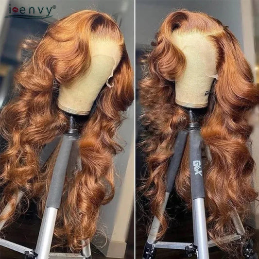 Ginger Blonde Lace Front Human Hair Wigs 13x4 Body Wave Transparent HD Lace Frontal Wig Pre Plucked Orange Brown Lace Front Wig
