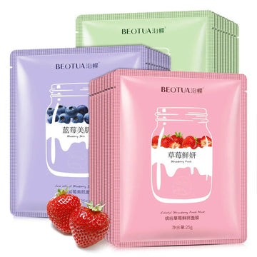 BEOTUA Face Mask Natural Fruit Extracts Hyaluronic Acid Facial Masks Moisturizing anti acne aging whitening Skin Care Masks 5pcs