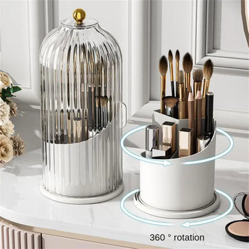 Ins Makeup Organizer Box with Lid 360° Rotat Makeup Brush Holder Lipsticks Cosmetic Storage Box Dresser Cosmet Organizer Shelves