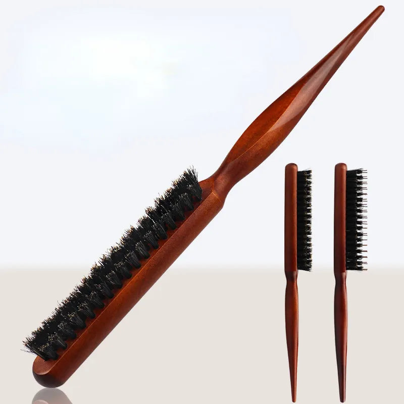 Professional Salon Teasing Back Hair Brushes Boar Bristle Wood Slim Line Comb Hairbrush Extension Hairdressing Styling Tools DIY