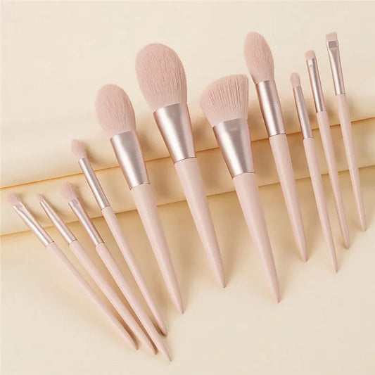 11 pcs Pink Makeup Brushes Set Vegan Eyebrow Eyelash Powder Synthetic Hair Foundation Brush Make Up Tools For Women