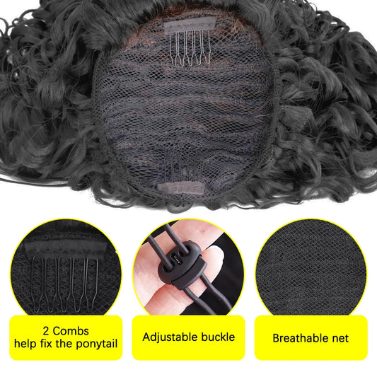 Synthetic Hair Drawstring Puff Ponytail Clip In Hair Extension Kinky Curly Pony Tail Hairpiece For African American