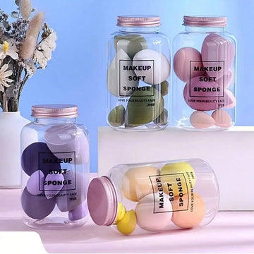 Beauty Egg Set, Makeup Puff 7 Sets Within Drift Bottle, Makeup Puff Dry/Wet Use For Foundation/Liquid/Cream/Powder Make Up Spong