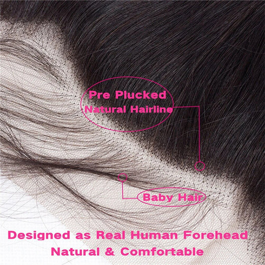 13x4 HD Transparent Lace Front Frontal Human Hair Brazilian Straight Lace Frontal Only Remy Hair Free Part PrePlucked Natural