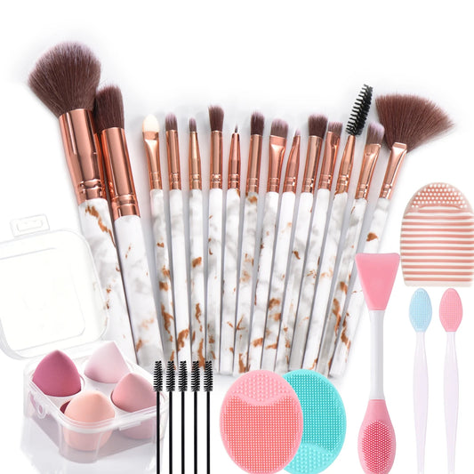 15pcs Marble makeup brushes set with makeup sponges with Face washing brush make up brushes makeup tools