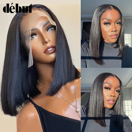 Bone Straight Short Bob Wig 4*4 Lace Closure Human Hair Wigs For Women T Part Bob Wig 13x4 HD Lace Frontal Wig Human Hair 180%