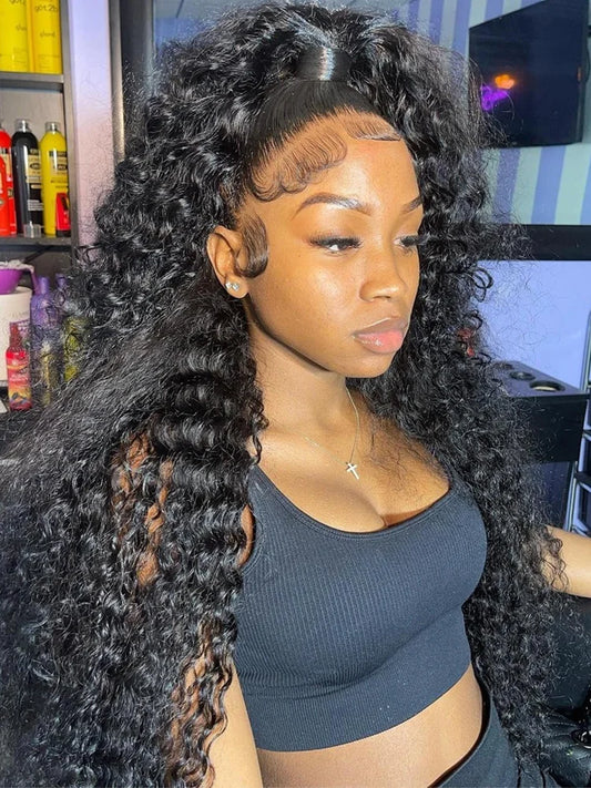 Deep Wave Frontal Wig Human Hair 13x4 Curly Human Hair Wig Transparent HD Lace Wig 13x6 Water Wave Wigs 180 Density