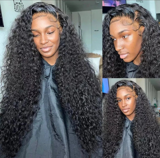 13x4 Hd Lace Frontal Wig Deep Water Wave 250 Density Curly Human Hair Glueless Pre plucked Lace Front Wigs For Women Brazilian