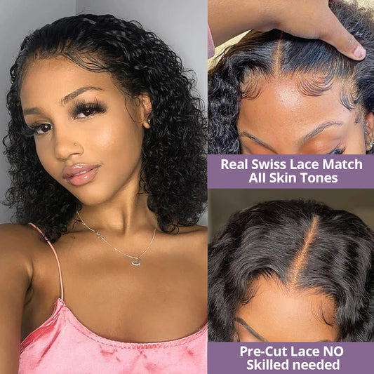 Wear And Go 13x4 Water Wave Bob Wigs For Women Curly 7x5 Glueless Human Hair Wig Ready To Go Human Hair Wigs Pre Cut No Lace