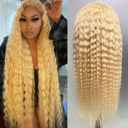 Deep Wave Lace Frontal Wig 613 Honey Blonde 13x4 13x6 Transparent Lace Front Human Hair Wigs For Women Human Hair Wig Curly