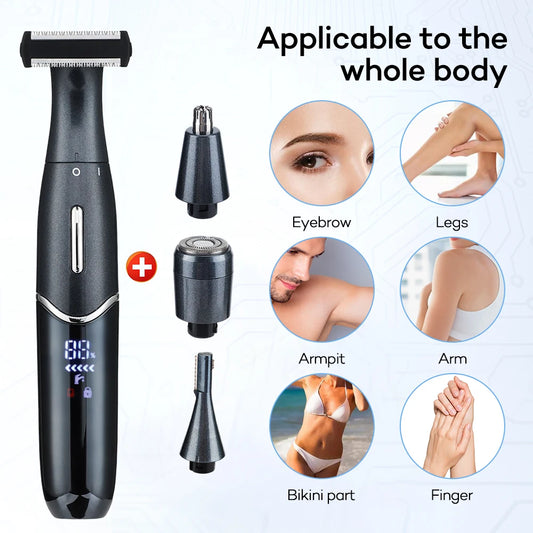 4 in 1 Electric Hair Remover Rechargeable Lady Shaver Nose Hair Trimmer Eyebrow Shaper Leg Armpit Bikini Trimmer Women Epilator