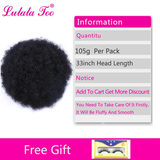 10inch Afro Puff Synthetic Hair Bun Chignon Hairpiece For Women Drawstring Ponytail Kinky Curly Updo Clip Hair Extensions