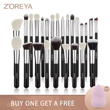 ZOREYA Black Makeup Brushes set Professional Natural Hair Brushes Foundation Powder Contour Eyeshadow Make Up Brushes maquiage