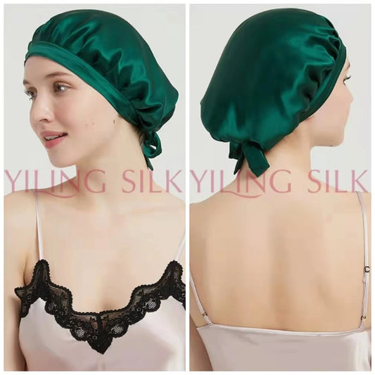 Pure Silk Bonnets For Women Designer Hair Sleeping Cap 19 Momme Mulberry Silk Bonnet Turban Hats Luxury Natural Silk Night Cap