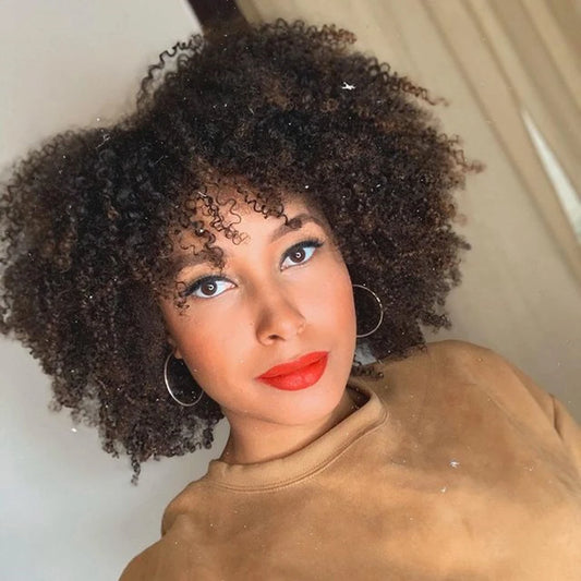 Afro Kinky Curly Wigs Full Machine Cheap Wig Sunlight Human Hair Wigs For Balck Women Remy Brazilian Short Human Wig