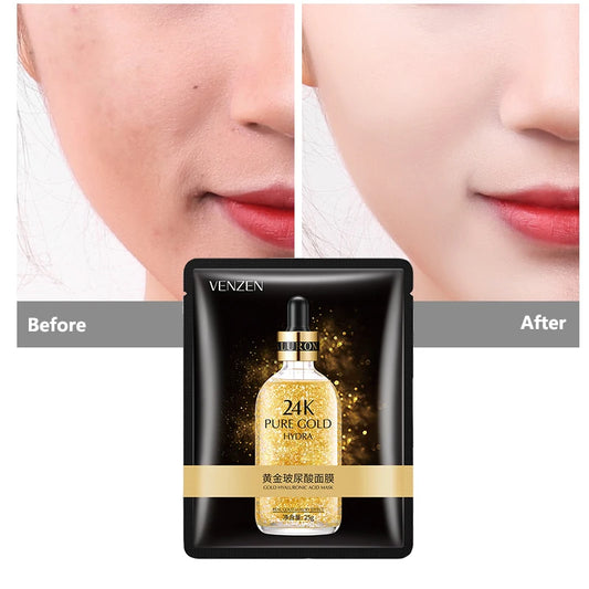 1pc Gold Hyaluronic Acid Facial Mask Moisturizing Hydrating Smoothing Depth Replenishment Face Skin Care Beauty Dropshipping